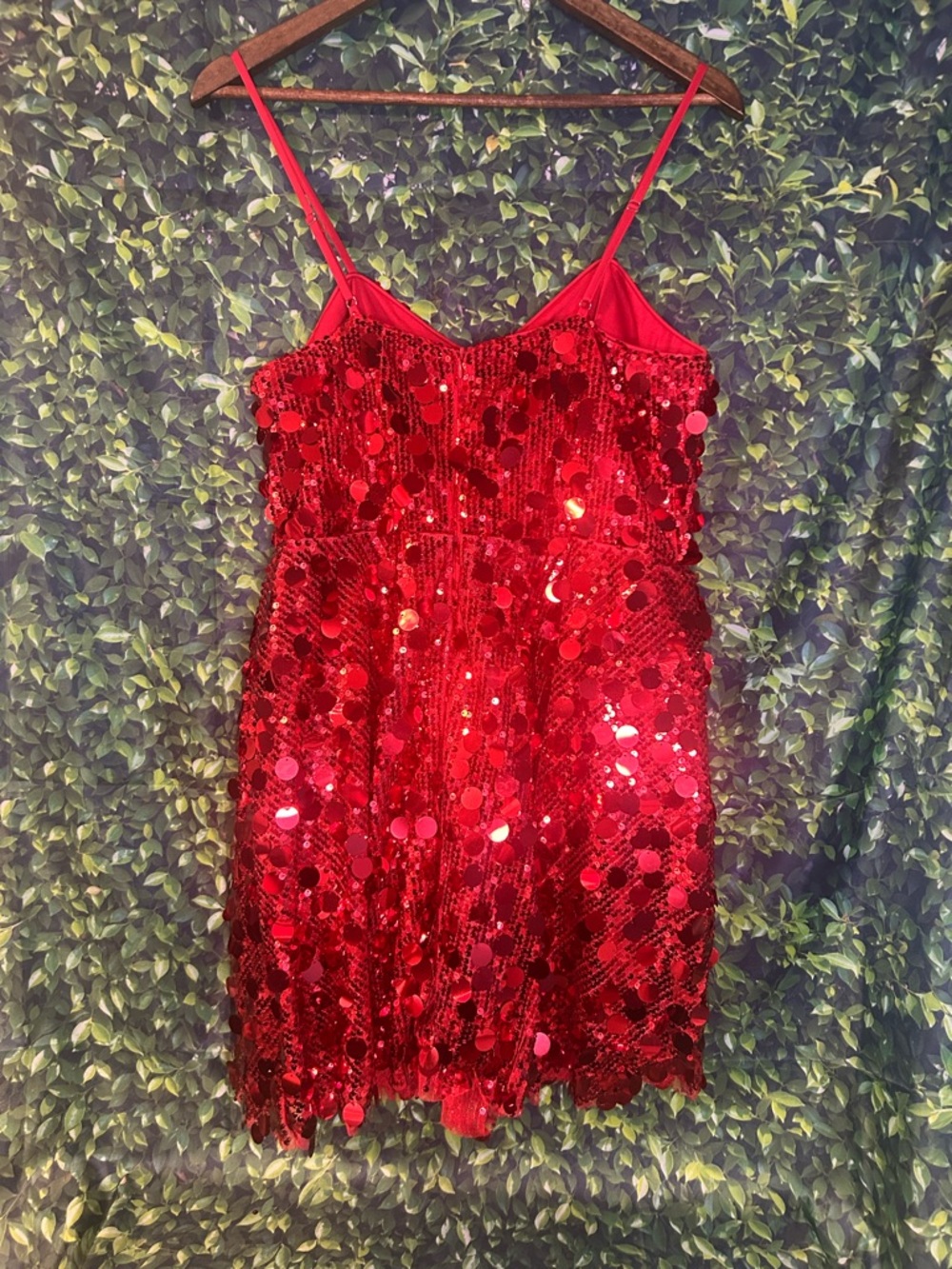 SHEIN Red Sequin Spaghetti Strap Mini Dress - Picture 2 of 6